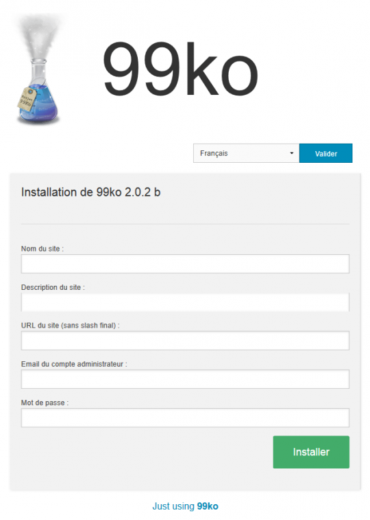 Formulaire d\'installation de 99ko