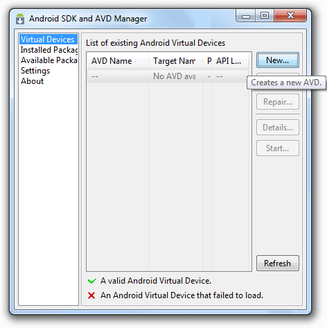 Android SDK AVD