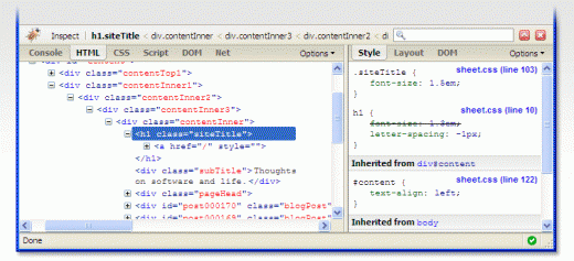 Firebug en action