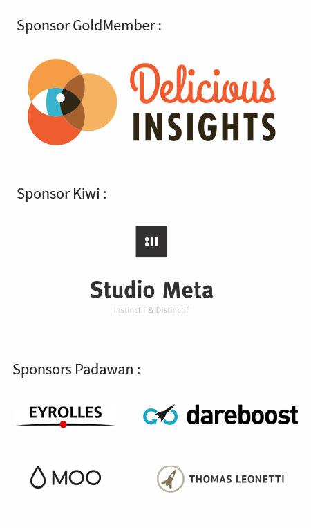 Sponsors KiwiParty 2016 : Sposor GoldMember : Delicious Insights, Sponsor Kiwi : Studio Meta, Sponso