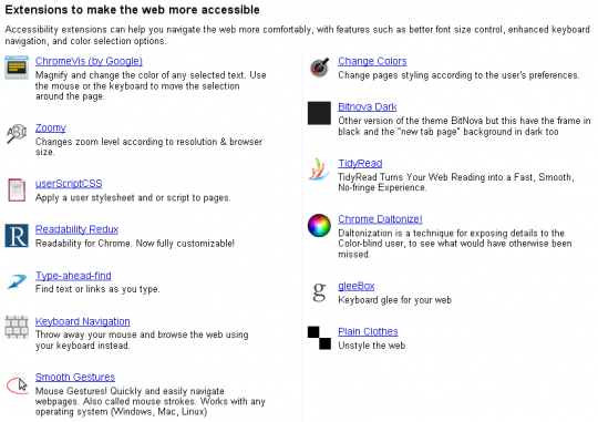 Chrome Extensions Accessibility