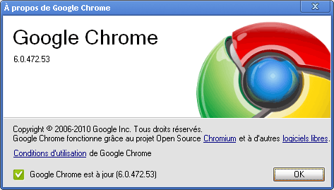 Google Chrome 6 A propos