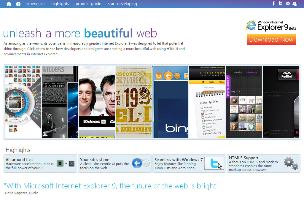 Internet Explorer 9 Beautyoftheweb