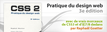 Livre CSS 2, Pratique du design Web, par Raphaël Goetter