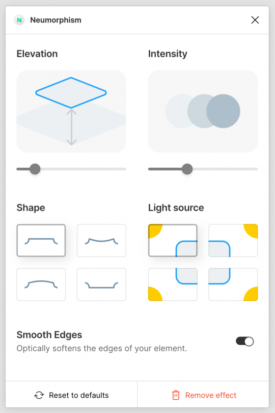 Les possibilités du plugin Figma Neumorphism