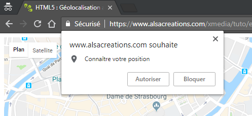 Demande d'autorisation pour géolocalisation