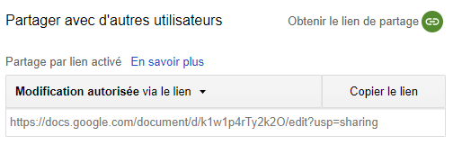 Google Drive partage par lien