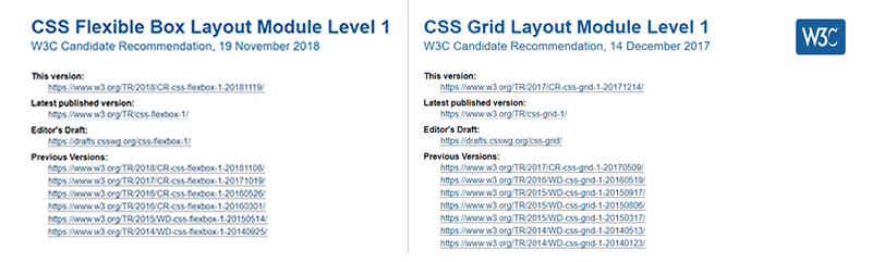 spécifications Flexbox et Grid Layout