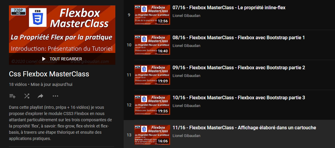 série de vidéos flexbox