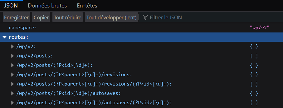 Exemple de requête globale sur l'api WordPress