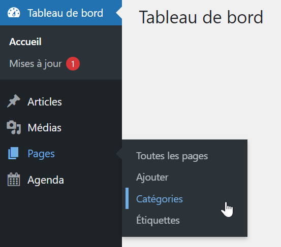 WordPress taxonomies étiquettes et catégories dans Pages