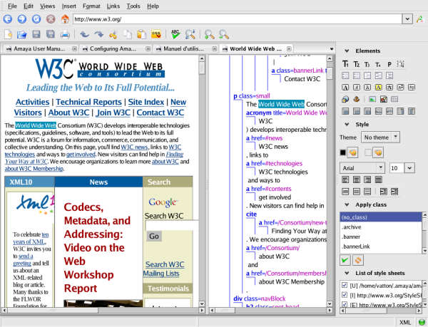 Capture d'écran d'Amaya