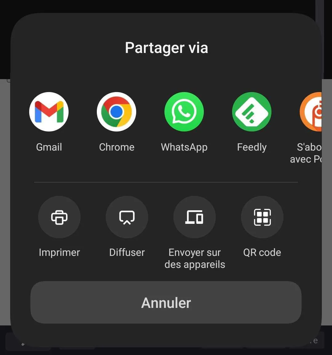 Web Share API sur mobile