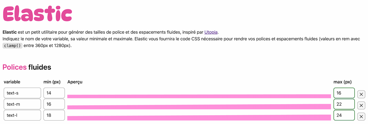 L'outil Elastic" pour générer des polices fluides