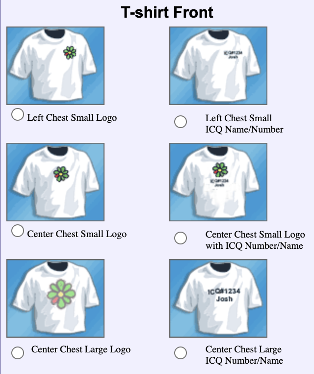 ICQ goodies et t-shirts
