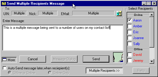ICQ message multiple