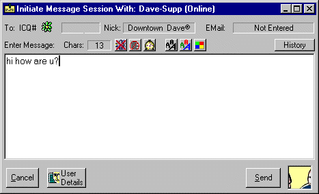 Envoyer un message sur ICQ