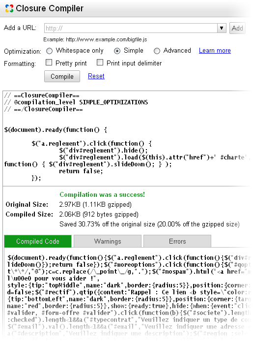 Closure Compiler Service