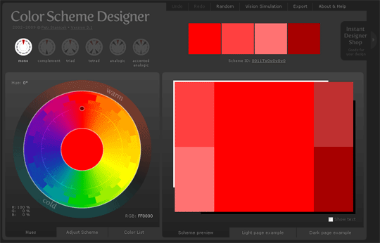 Capture de Color Scheme Designer