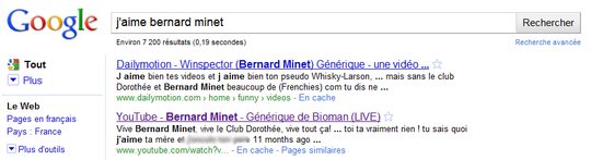 lien visité sur Google