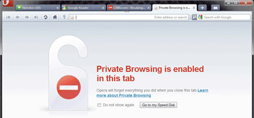 Opera 10 Private Tab