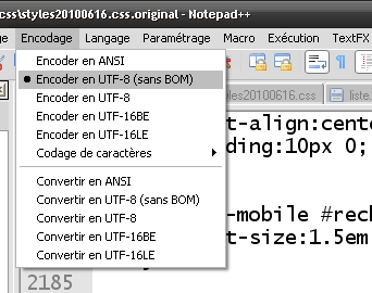 Encoder UTF-8 Sans BOM
