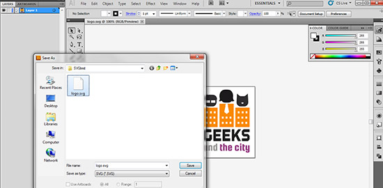 Screenshot du logo SVG sous Illustrator avec les calques nommés