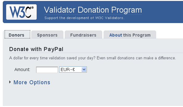 site web W3C donation