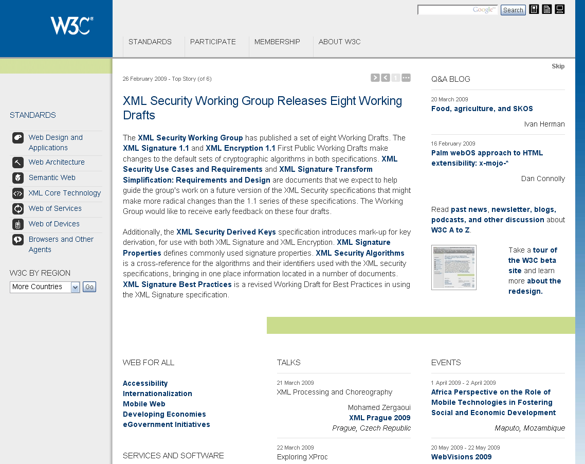 Beta W3C Redesign