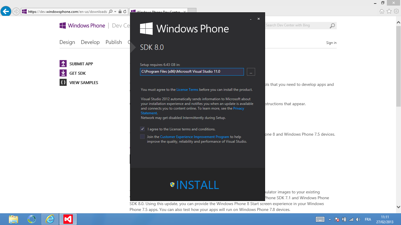Installation Windows Phone SDK