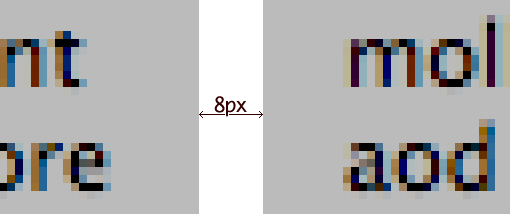 Marge de 8 pixels entre les différentes colonnes